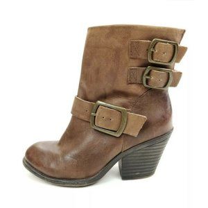 Lucky Brand Tommie Booties Women’s 7.5 M Brown Distressed Leather Ankle Boots